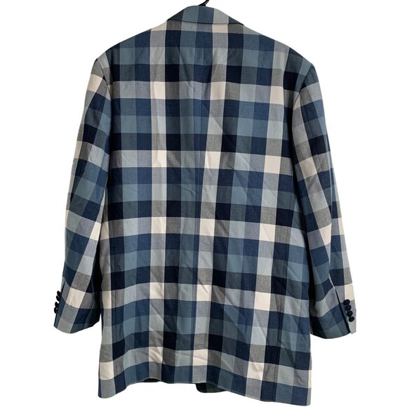 Mens Falcone Blue Check 5 Button Ventless Blazer Coat Size 42R EUC Lined 7145 - Picture 12 of 14